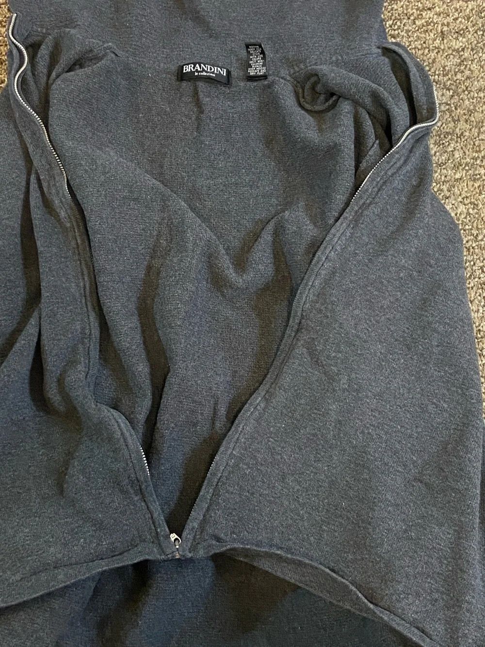 Brandini Charcoal Gray Zip-Front Collared Sweatshirt Jacket Size L - Picture 6 of 8
